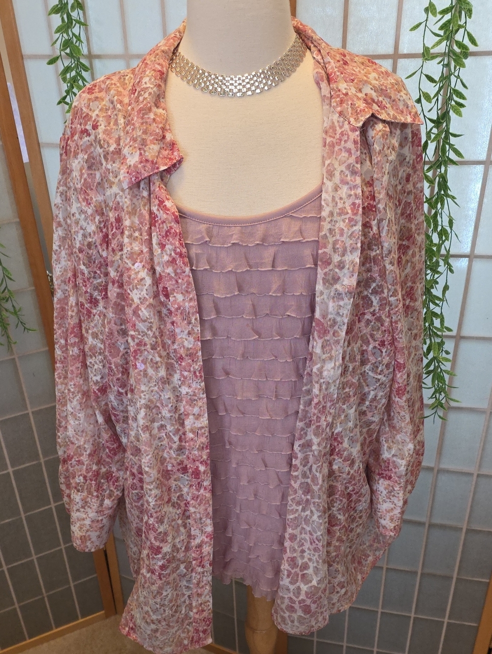 Apt. 9 Pink Floral Sheer Button-Down Shirt